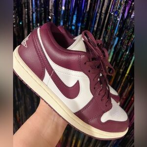 Burgundy and White Sneakers